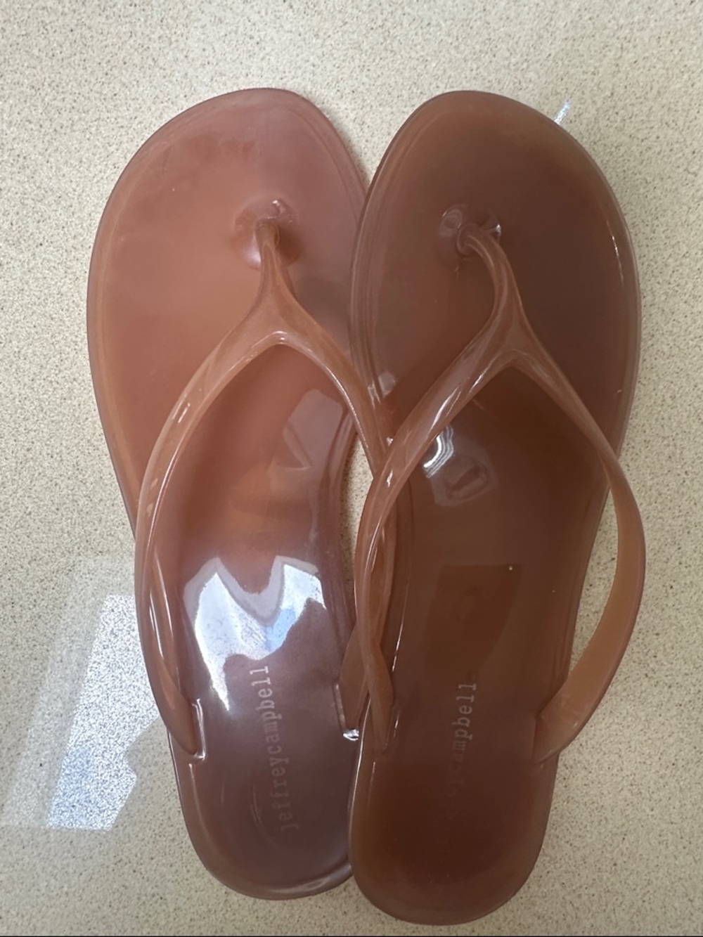 Jeffrey Campbell Glossy Brown Jelly Flip Flop Sandals